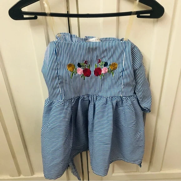 Blue & white embroidered top - Picture 4 of 7